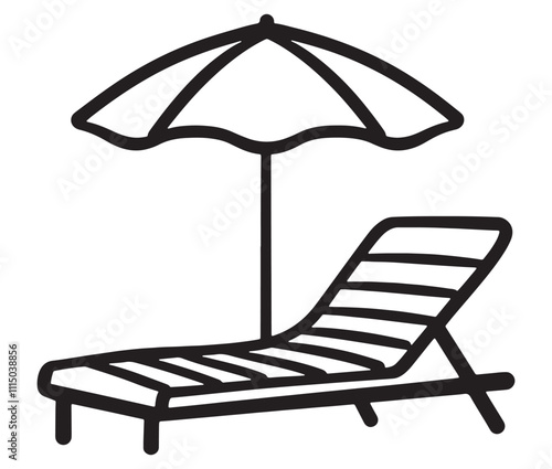 Beach chair and umbrella vector, Chaise longue and umbrella