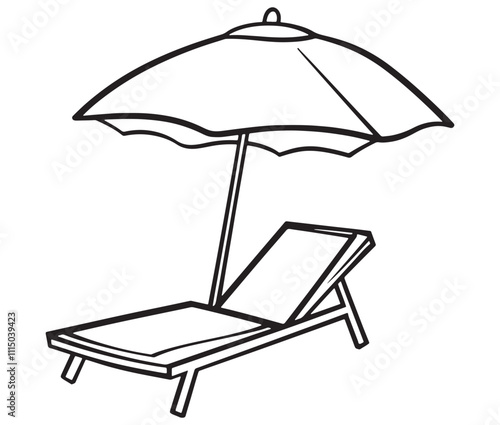 Beach chair and umbrella vector, Chaise longue and umbrella