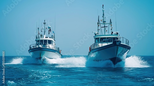 Modern Naval Patrol Boats Equipped with Advanced Surveillance Technology in Oceanic Defense Operations photo