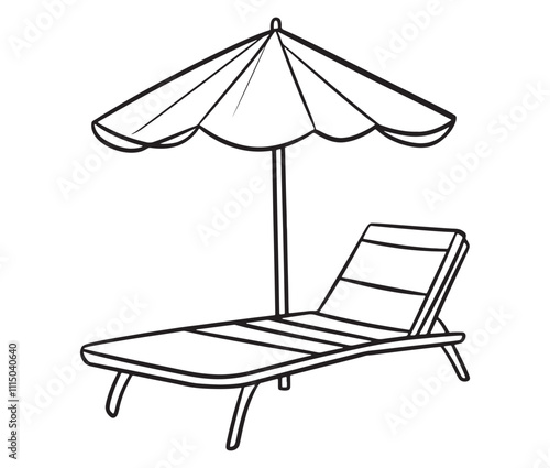 Beach chair and umbrella vector, Chaise longue and umbrella