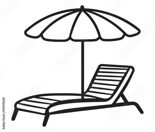 Beach chair and umbrella vector, Chaise longue and umbrella