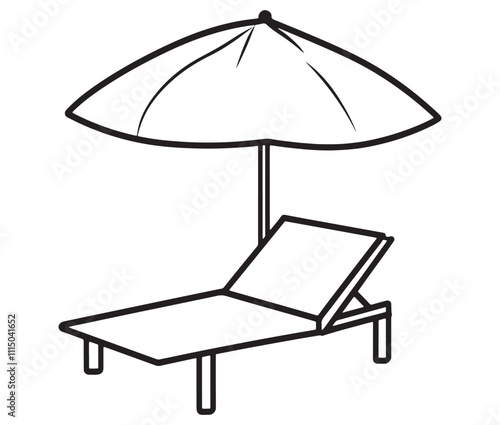 Beach chair and umbrella vector, Chaise longue and umbrella