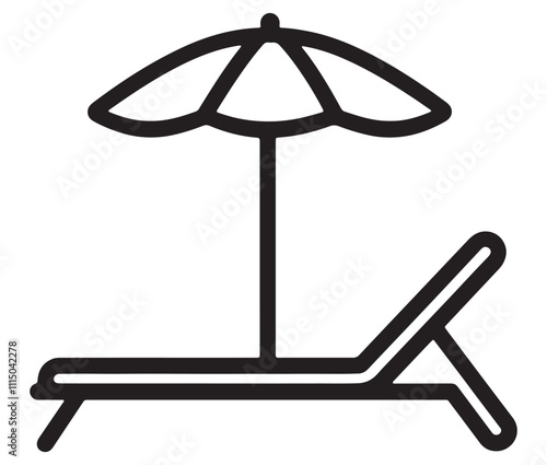 Beach chair and umbrella vector, Chaise longue and umbrella