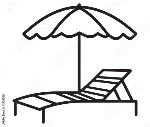 Beach chair and umbrella vector, Chaise longue and umbrella
