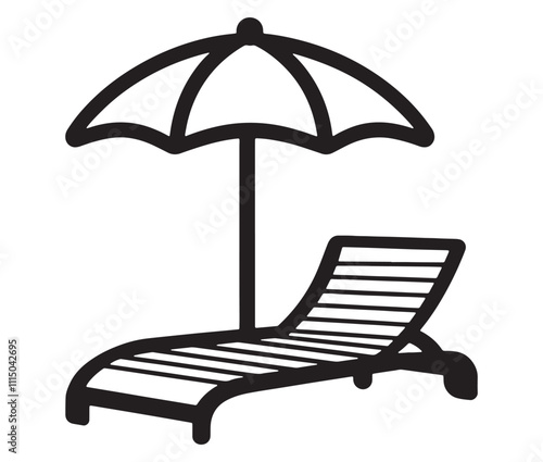 Beach chair and umbrella vector, Chaise longue and umbrella