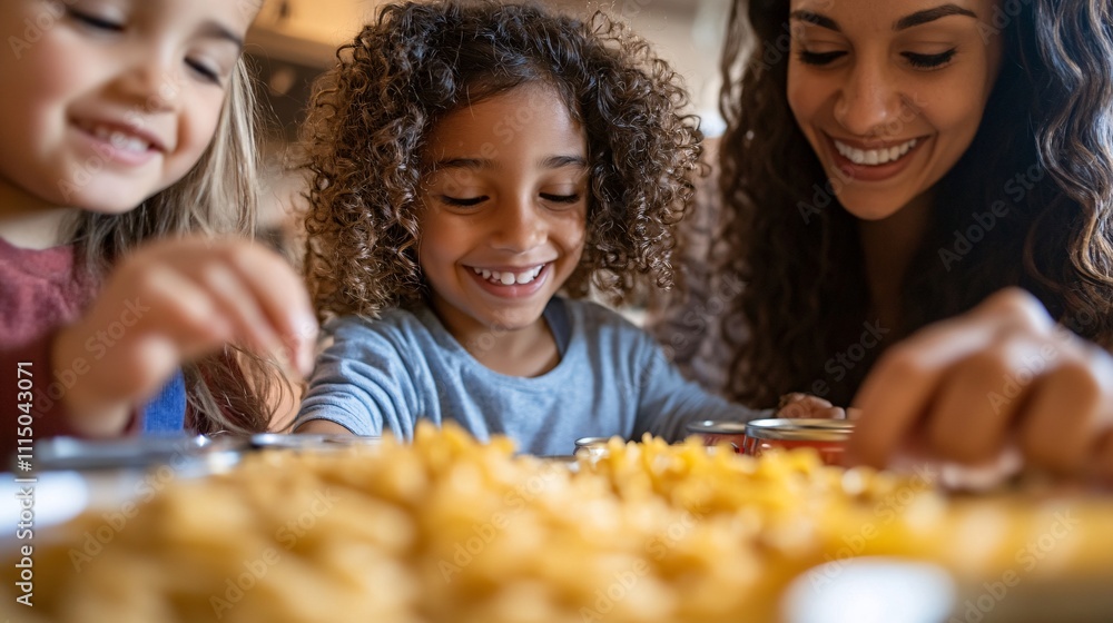 Naklejka premium Family Bonding Moment with Children While Cooking Together at Home