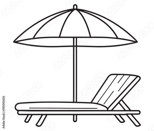 Beach chair and umbrella vector, Chaise longue and umbrella
