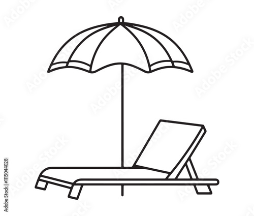 Beach chair and umbrella vector, Chaise longue and umbrella