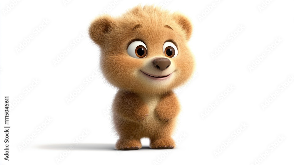Fototapeta premium Cute animated bear character with a cheerful expression 