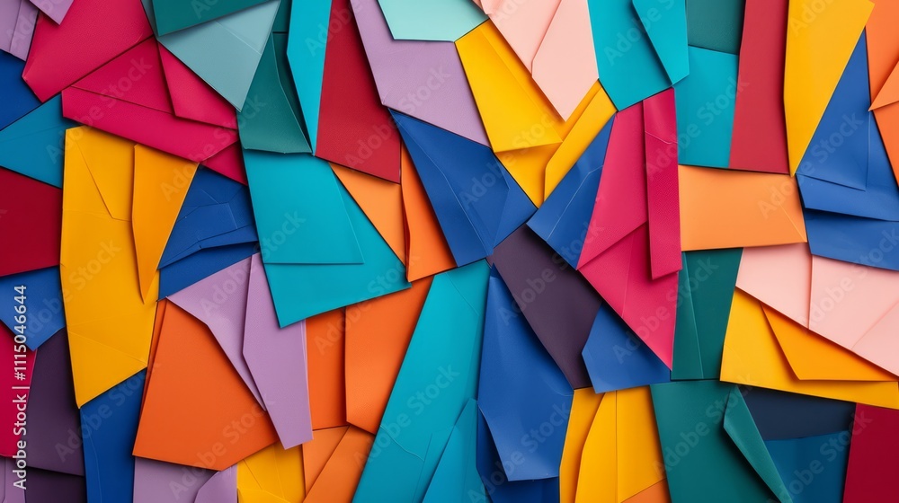 Fototapeta premium Colorful and Vibrant Paper Envelopes Arrangement in Various Shapes and Sizes Creating an Eye-Catching Abstract Background for Creative Designs and Art Projects
