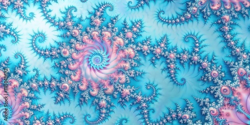 Pastel blue and pink fractal pattern creating a beautiful abstract background, fractal, pastel, blue, pink, abstract, background