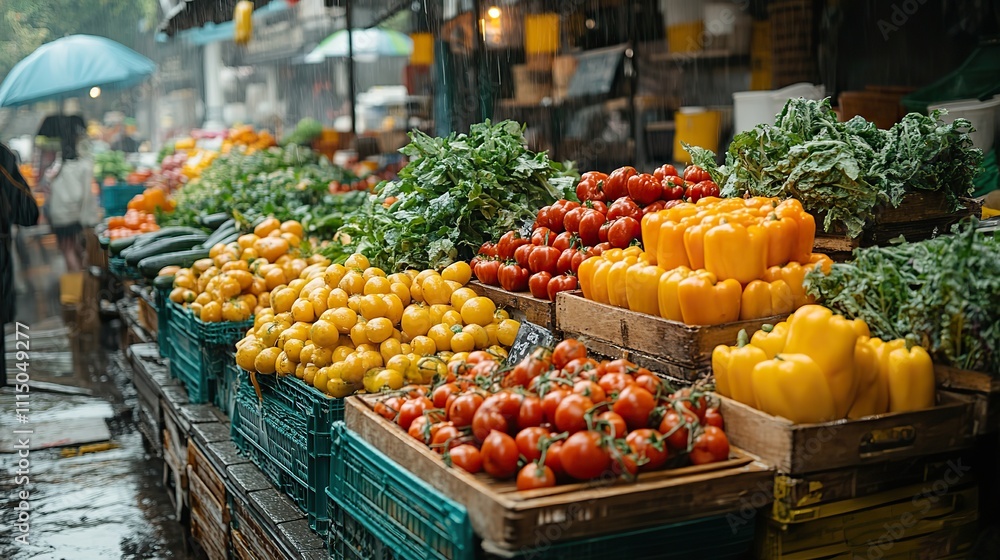 Fresh vegetables at a market stall serve as a reminder of the importance of sustainable agriculture Fresh vegetables at a market stall serve as a reminder of the importance of sustainable agriculture
