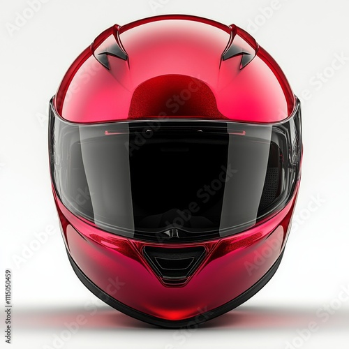 Stylish red motorcycle helmet designed for safety and performance with sleek aerodynamic features photo