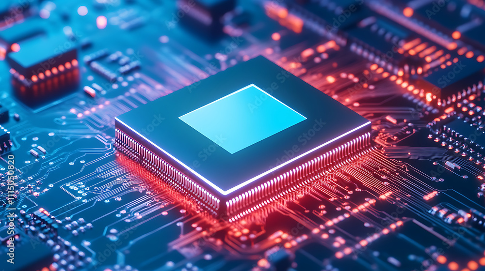 Obraz premium High-Tech Processor on Circuit Board