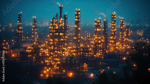 Wallpaper Mural Glittering lights from the petrochemical industry shine against the night sky Torontodigital.ca