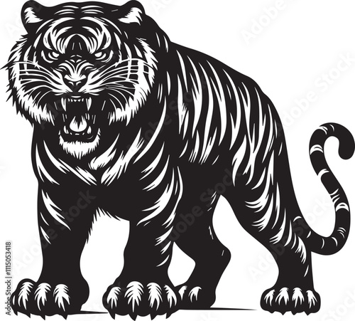 Wallpaper Mural tiger illustration, angry Tiger silhouette vector Torontodigital.ca