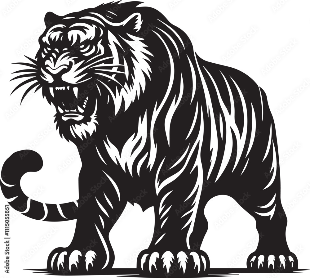 Fototapeta premium tiger illustration, angry Tiger silhouette vector