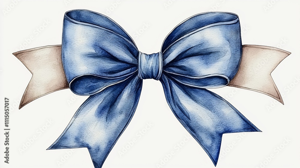 Naklejka premium Elegant Blue Ribbon Bow Decorative Accessory for and Gifts Feminine Fashion Detail Luxury Symbol Celebratory Embellishment