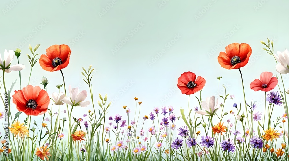 Fototapeta premium Vibrant Flower Bloom Serene Field High-Resolution Nature Image Pastoral Environment Bright Daylight Floral Aesthetics for SEO Engagement