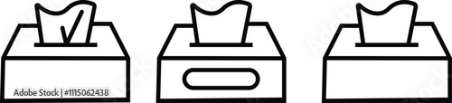 Tissue box Icon set, Visual representation of box tissues including baby wipes and wet towels for personal hygiene and care Paper Napkins, isolated on transparent background, for presentation design.