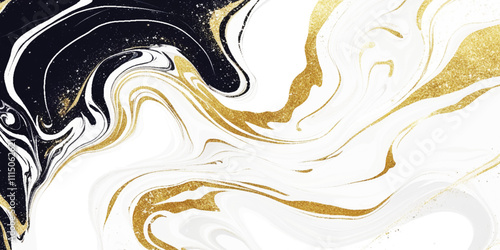 Vector white and black with gold Marbling texture background