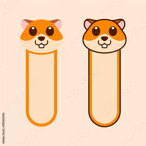 Vector Hamster Bookmark Flat Design Illustration