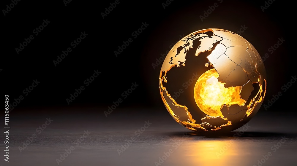 Glowing Golden Earth Sphere Abstract Art Dark Studio Background High Resolution Sharp Focus Conceptual Visualization Glowing Golden Earth Sphere Abstract Art Dark Studio Background High Resolution Sharp Focus Conceptual Visualization