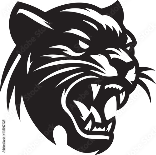 head of a panther, angry panther head logo Silhouette vector.