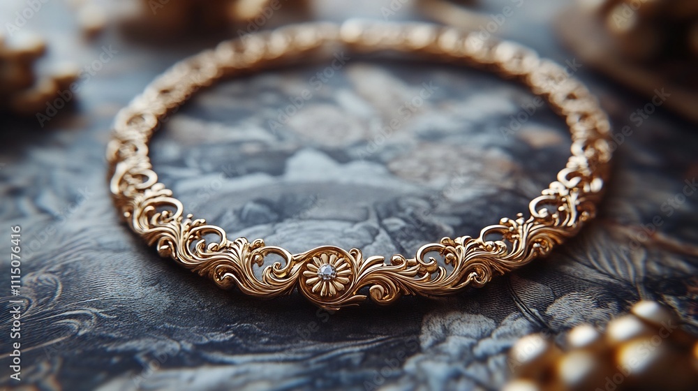 Captivating art nouveau style gold necklace with intricate ornate design set against a timeless vintage paper background conveying a sense of timeless elegance and sophistication Captivating art nouveau style gold necklace with intricate ornate design set against a timeless vintage paper background conveying a sense of timeless elegance and sophistication