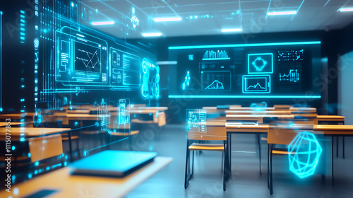 Futuristic Classroom with Interactive Technology photo