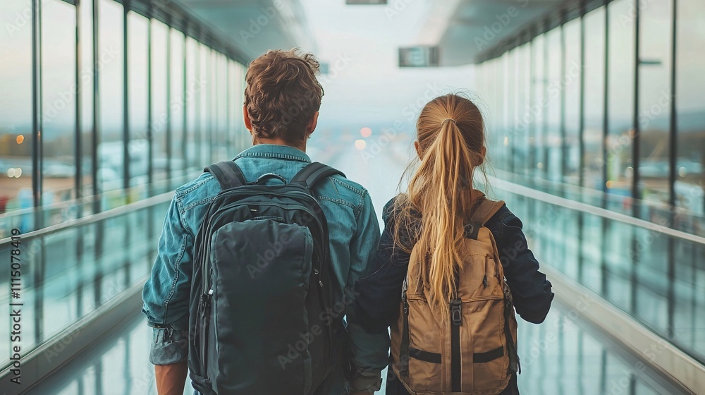 Obraz premium Family travel get trouble at airport