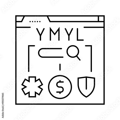 e-a-t expertise authoritativeness trustworthiness line icon vector. e-a-t expertise authoritativeness trustworthiness sign. isolated contour symbol black illustration