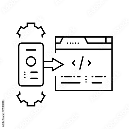 mobile-first indexing seo line icon vector. mobile-first indexing seo sign. isolated contour symbol black illustration