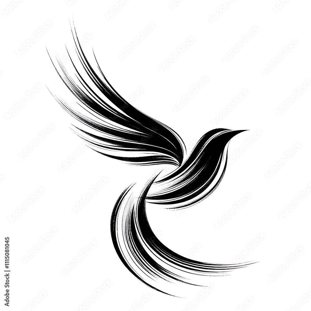Fototapeta premium Abstract bird design with flowing lines.