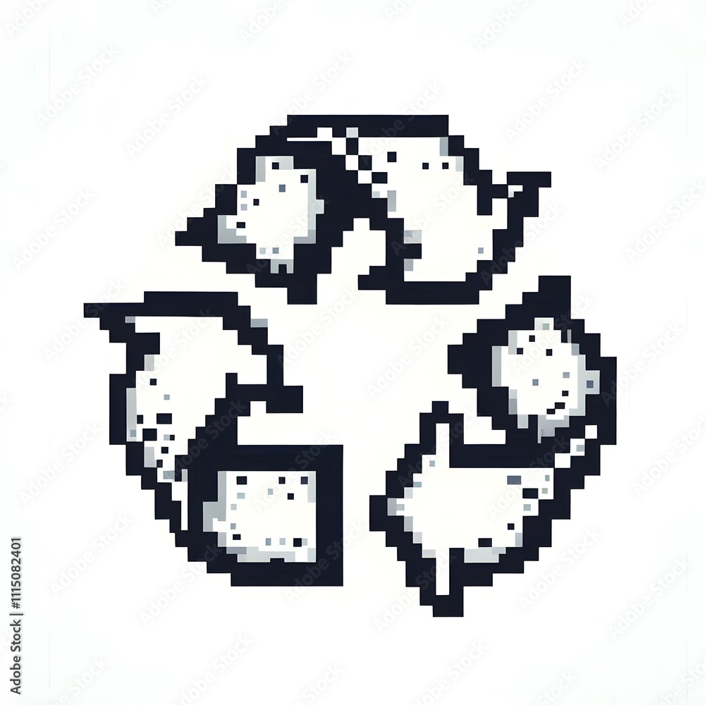 Fototapeta premium 재활용 마크, 픽셀아트, jpeg (recycled mark, pixel art, jpeg)