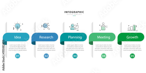 Timeline infographic template. 5 Step timeline journey, calendar Flat simple infographics design template. presentation graph. Business concept with 5 options, vector illustration.