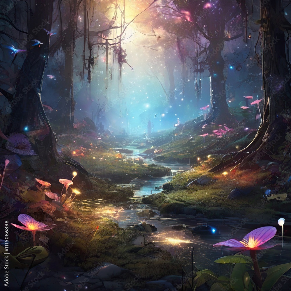Fototapeta premium magic forest in the night