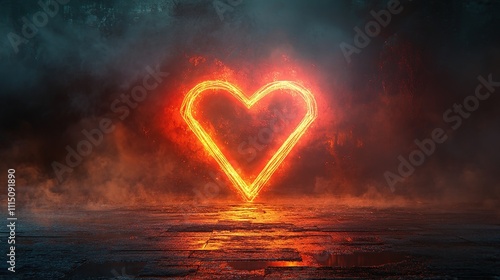 Fiery Heart: A Burning Symbol of Passion