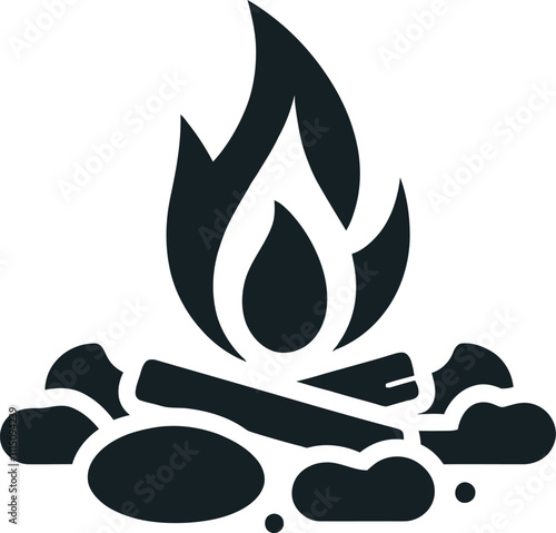 icon of a campfire flame with stones