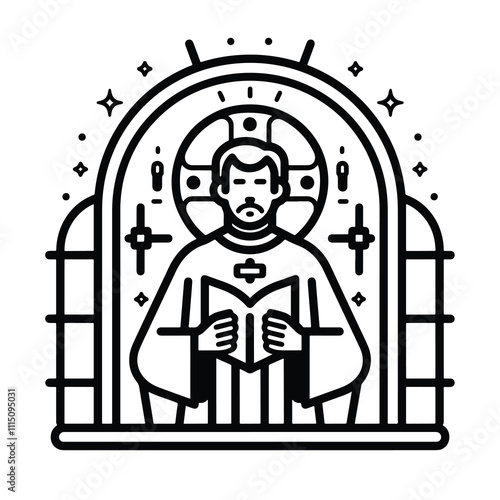  2D catechize web icon in line style photo