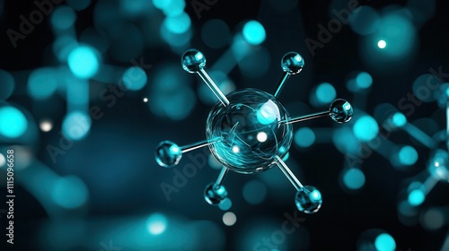 Conceptual graphic of quantum chemistry, waveparticle duality representation, Quantum Mechanics, Advanced Chemistry photo