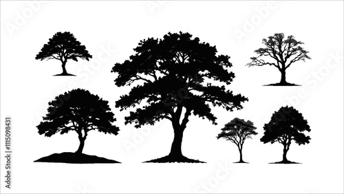silhouette set of tree vector. Ai generated
