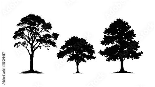 silhouette set of tree vector. Ai generated