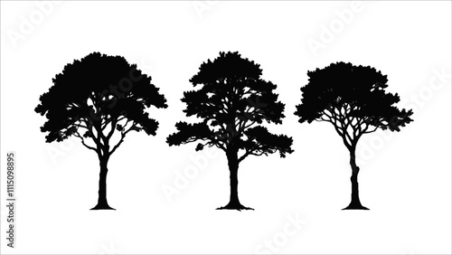 silhouette set of tree vector. Ai generated