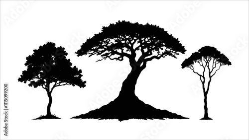 silhouette set of tree vector. Ai generated