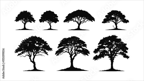 silhouette set of tree vector. Ai generated