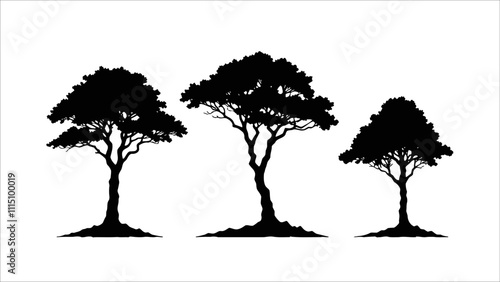 silhouette set of tree vector. Ai generated