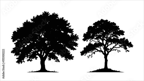 silhouette set of tree vector. Ai generated