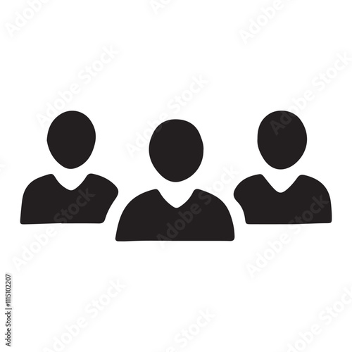 Group of people or group of users, friends flat icon for apps and websites. Group of man icon silhouette vector.