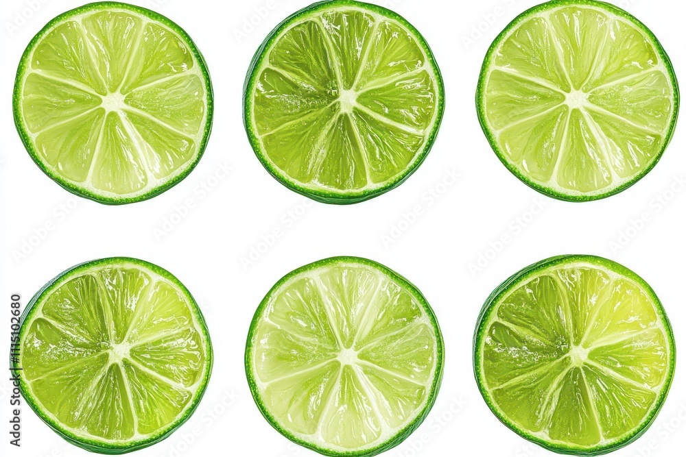 Fototapeta premium Set of lime slice isolated in white background